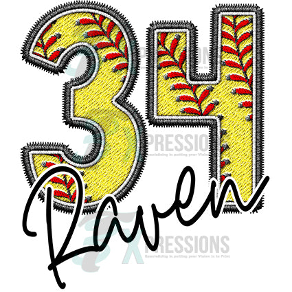 Personalized Softball Number name at the bottom