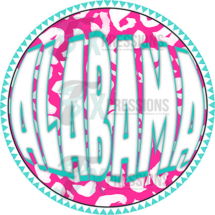 Alabama Groovy Leopard Circle Shadow Cutout Pink Teal