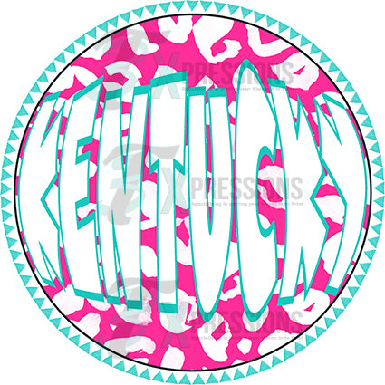 Kentucky Groovy Leopard Circle NonShadow Cutout Pink Teal