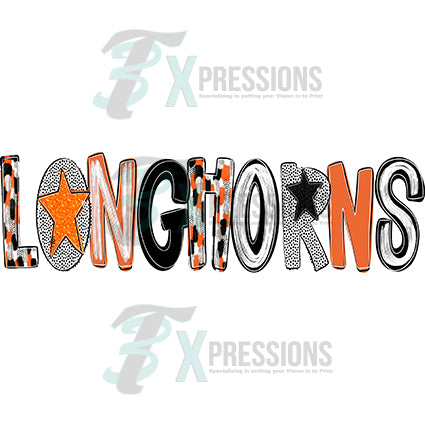 Poppy Longhorns single line orange and black