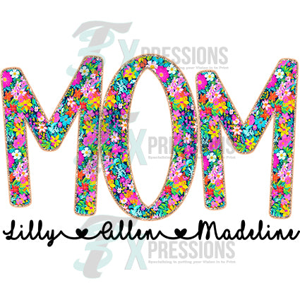 Personalized Floral Name with heart script under - Bling3t