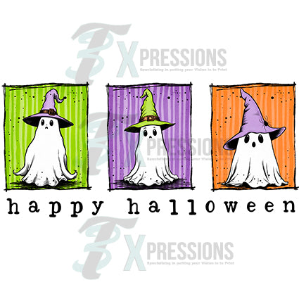 Happy Halloween ghost trio