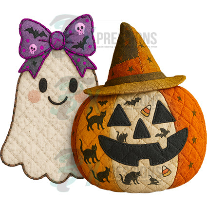 faux appligque ghost and pumpkin