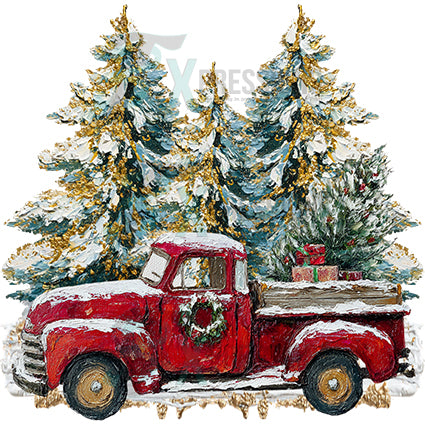 hand painted vintage christmas truck