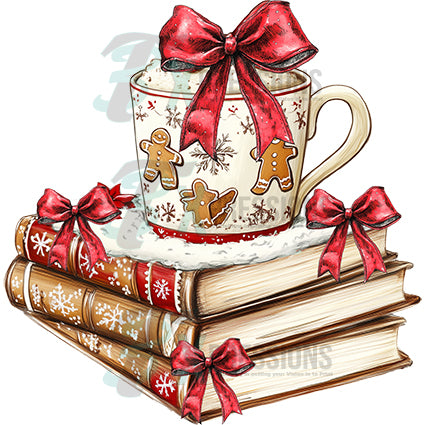 Christmas books and hot cocoa