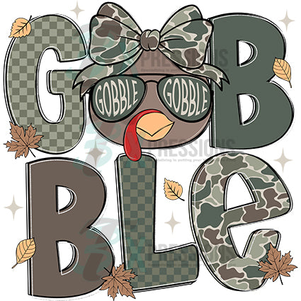 Gobble Thanksgiving girl turkey