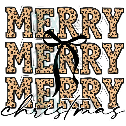 Merry Christmas stacked leopard