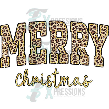leopard glitter merry christmas