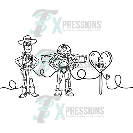 buzz and woody be mine line drawing