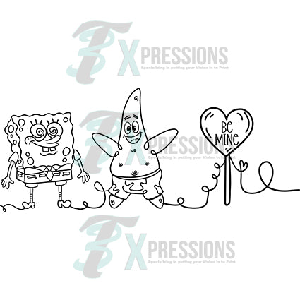 spongebob patrick be mine line drawing