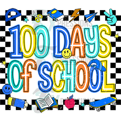 One Hundred  days of School checkered border