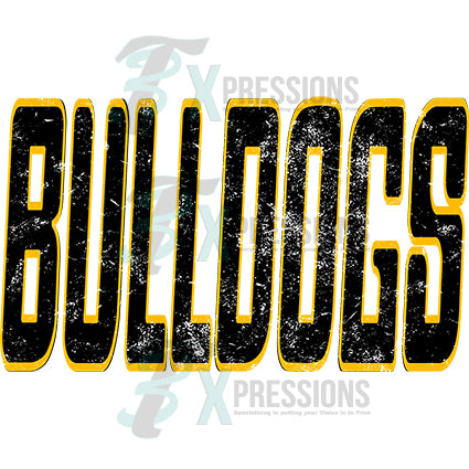 BULLDOGS BLACK AND GOLD DISTRESSED