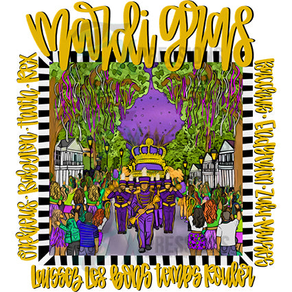 Mardi parade with floats yellow