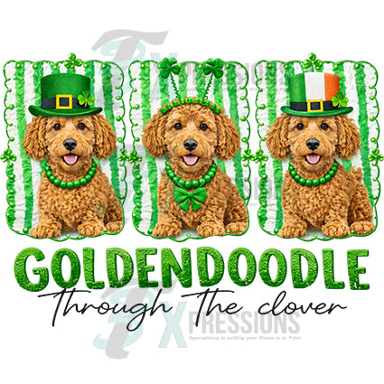 Goldendoodle through the clover