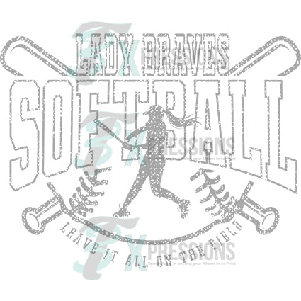 Personalized distressed softball sketch