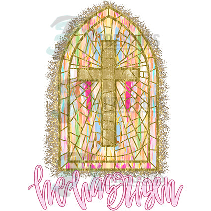 He is Risen stained glass window - Bling3t