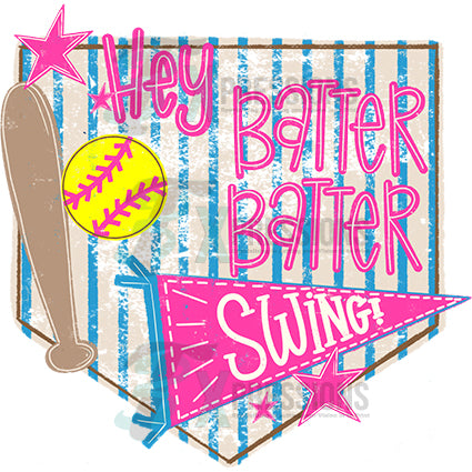 Distressed Softball Hey Batter