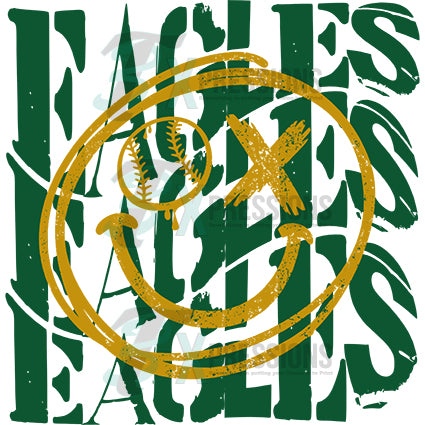 Personalized Stacked team name with baseball-softball smiley