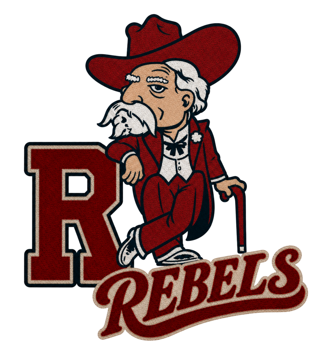 Rebels Vintage Mascot Maroon DTF transfer