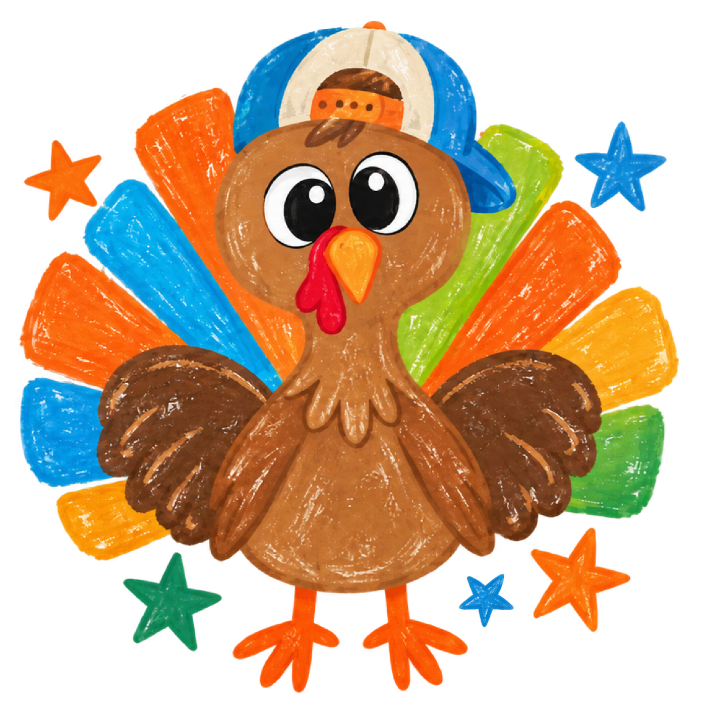 Colorful Boy Turkey Backwards Cap DTF transfer