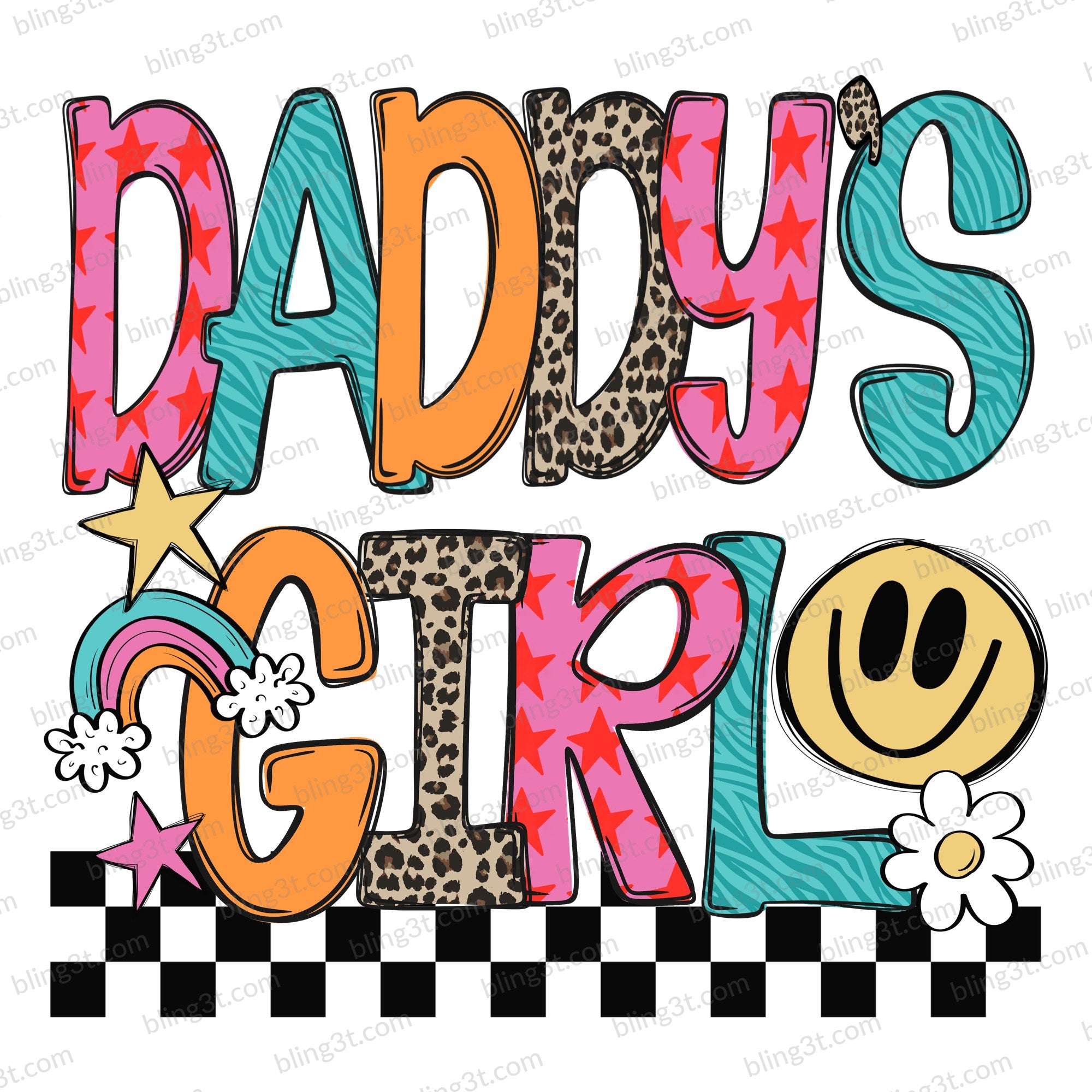 Daddy's Girl Retro Smiley Checkered