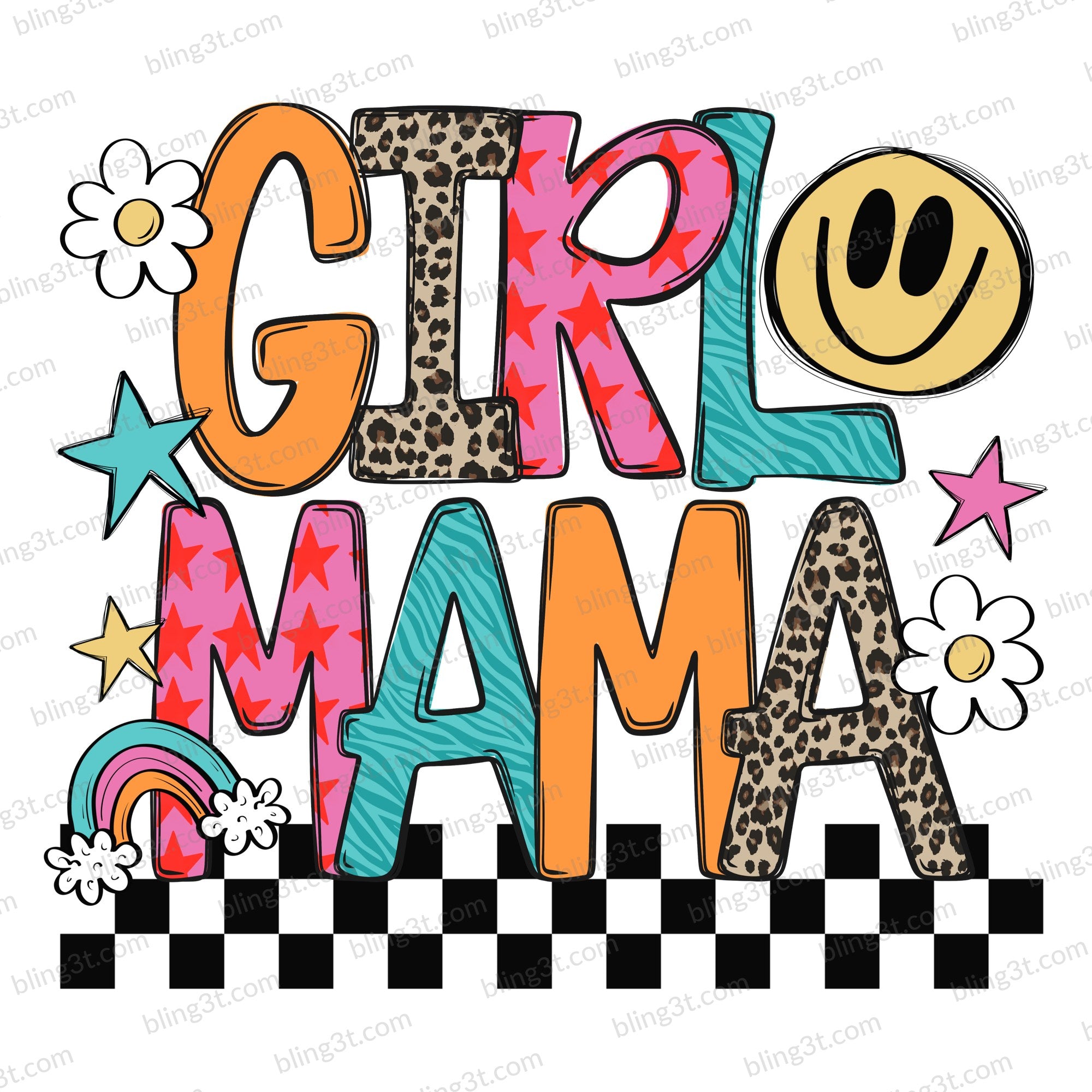 Girl Mama Retro Smiley Checkered