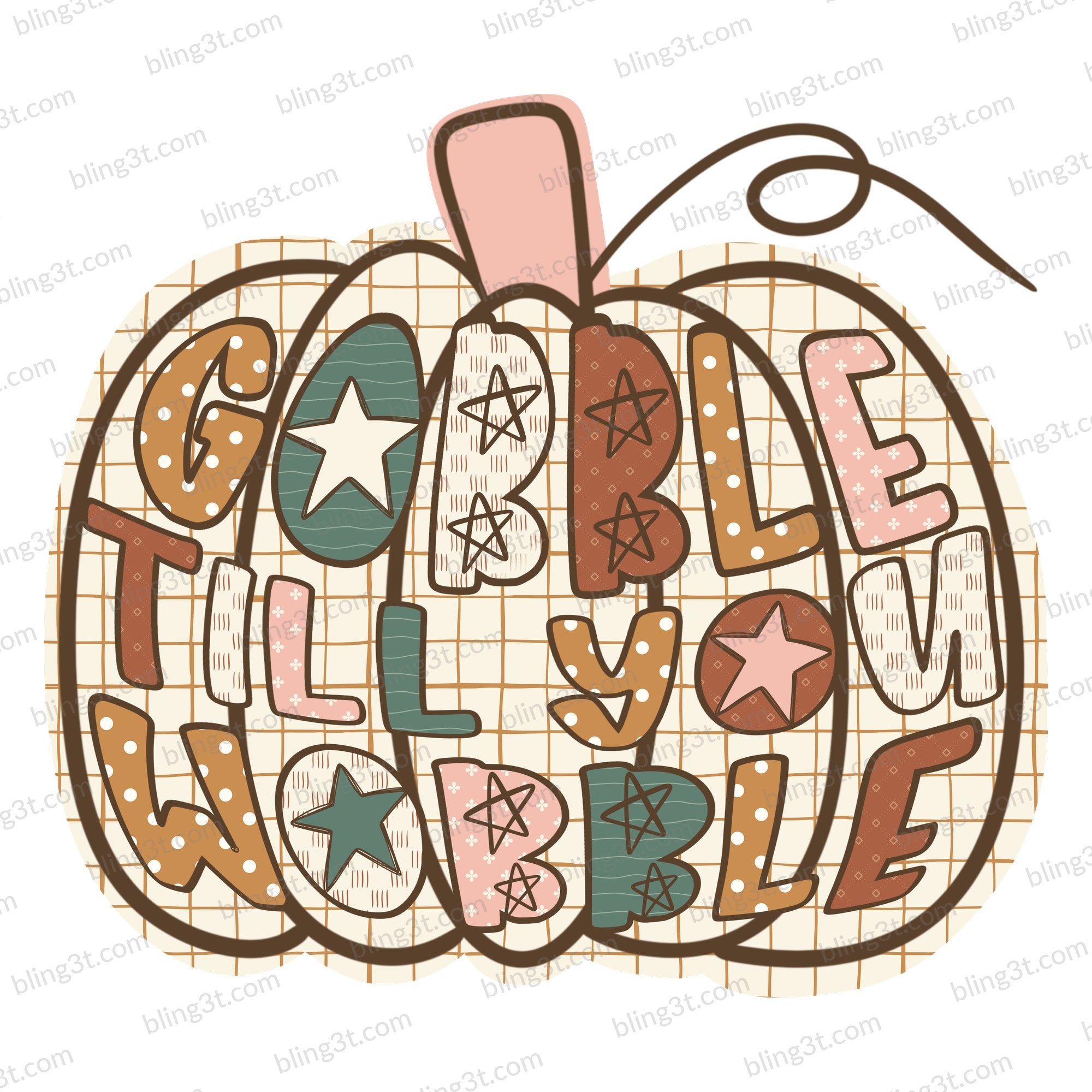 Gobble Till You Wobble Patchwork Pumpkin