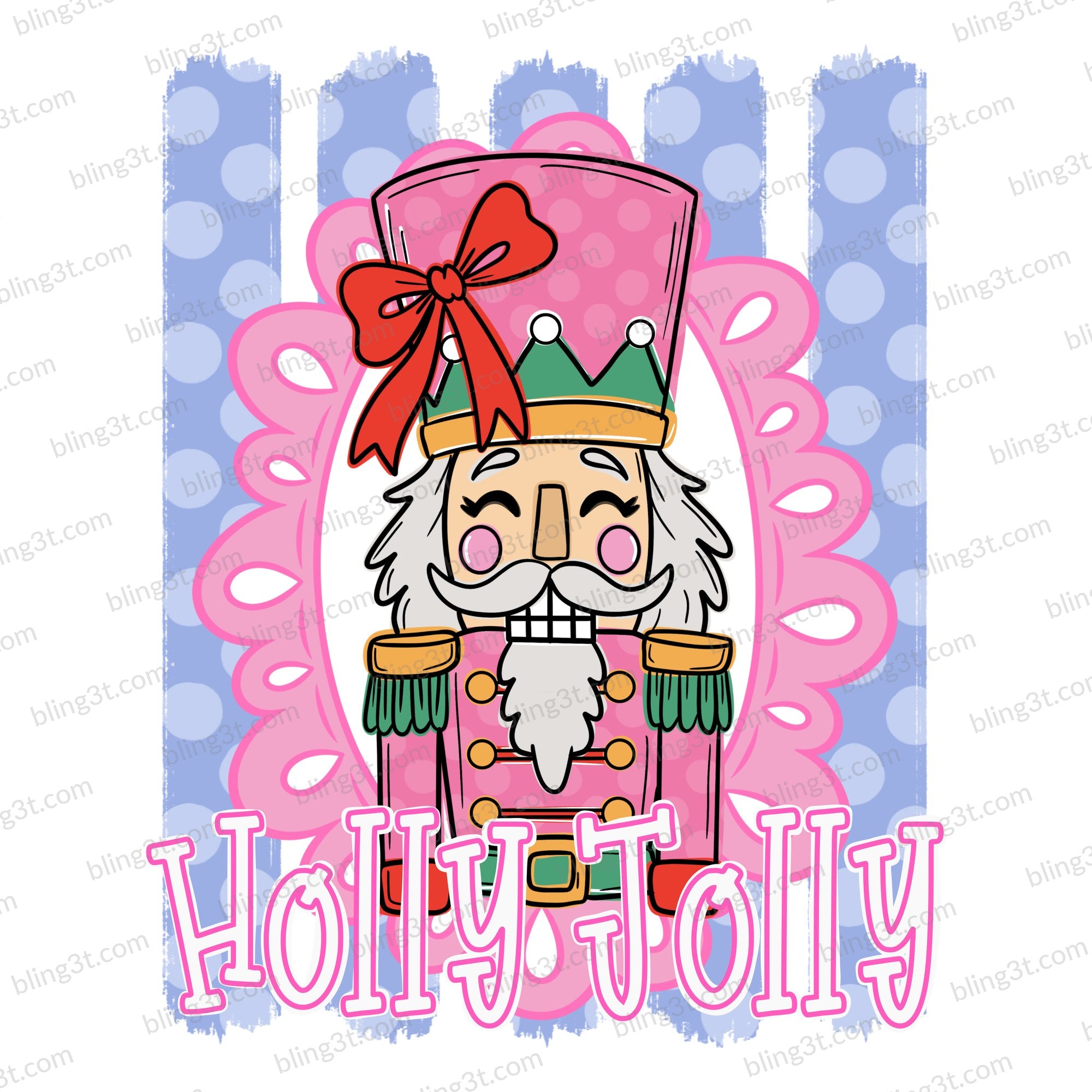 Holly Jolly Pink Nutcracker Blue Polka Dot