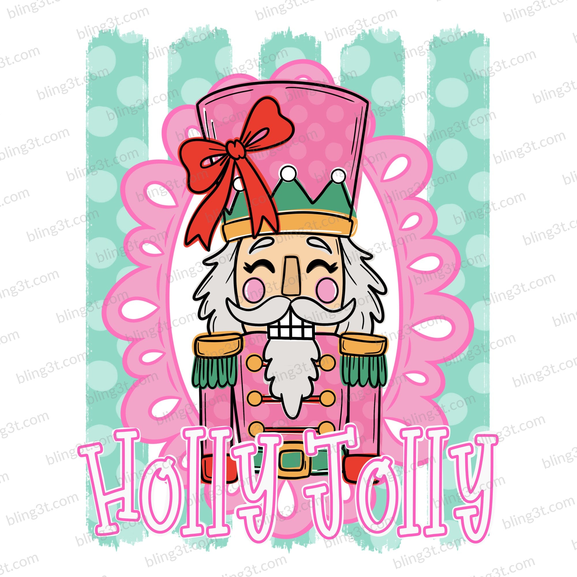 Holly Jolly Pink Nutcracker Mint Polka Dot