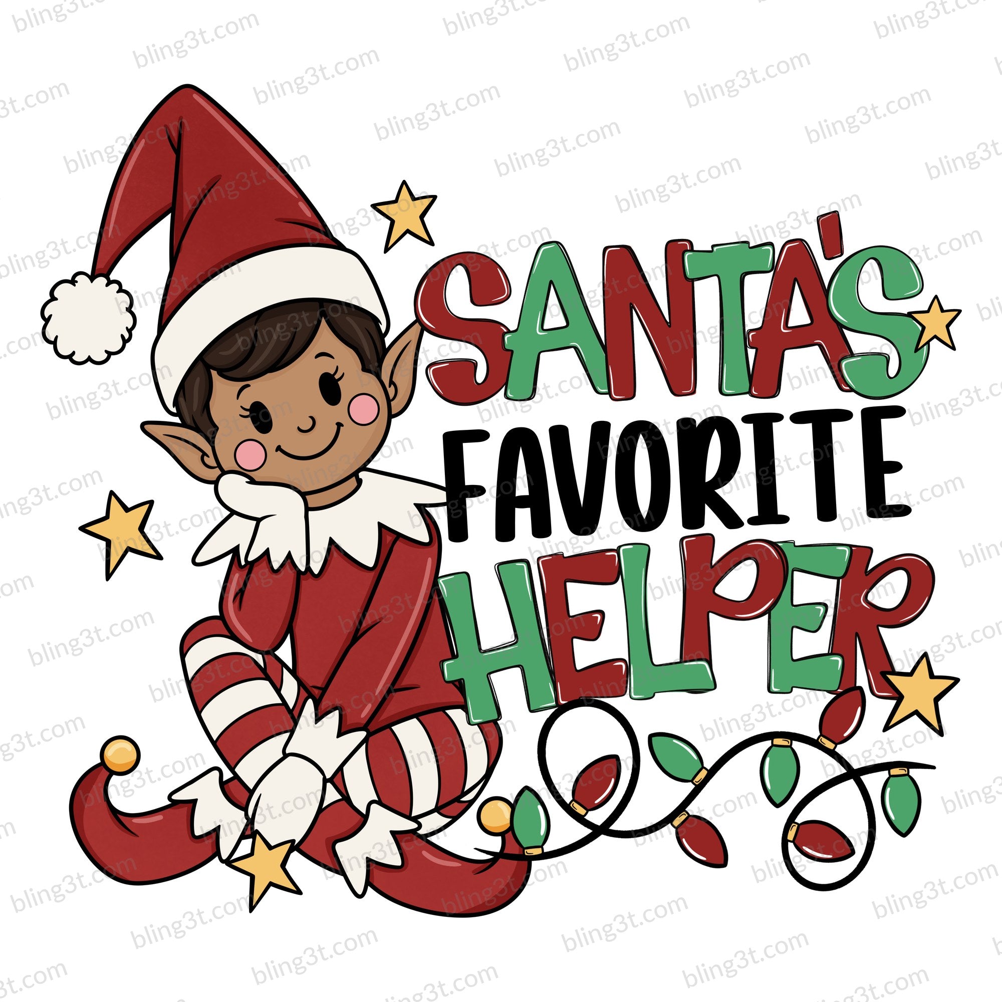 Santa's Favorite Helper Boy Elf Tan Skin Brown Hair