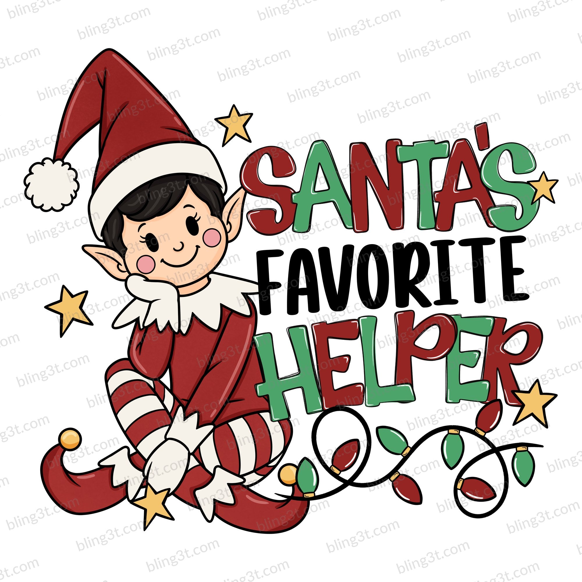 Santa's Favorite Helper Boy Elf Light Skin Black Hair