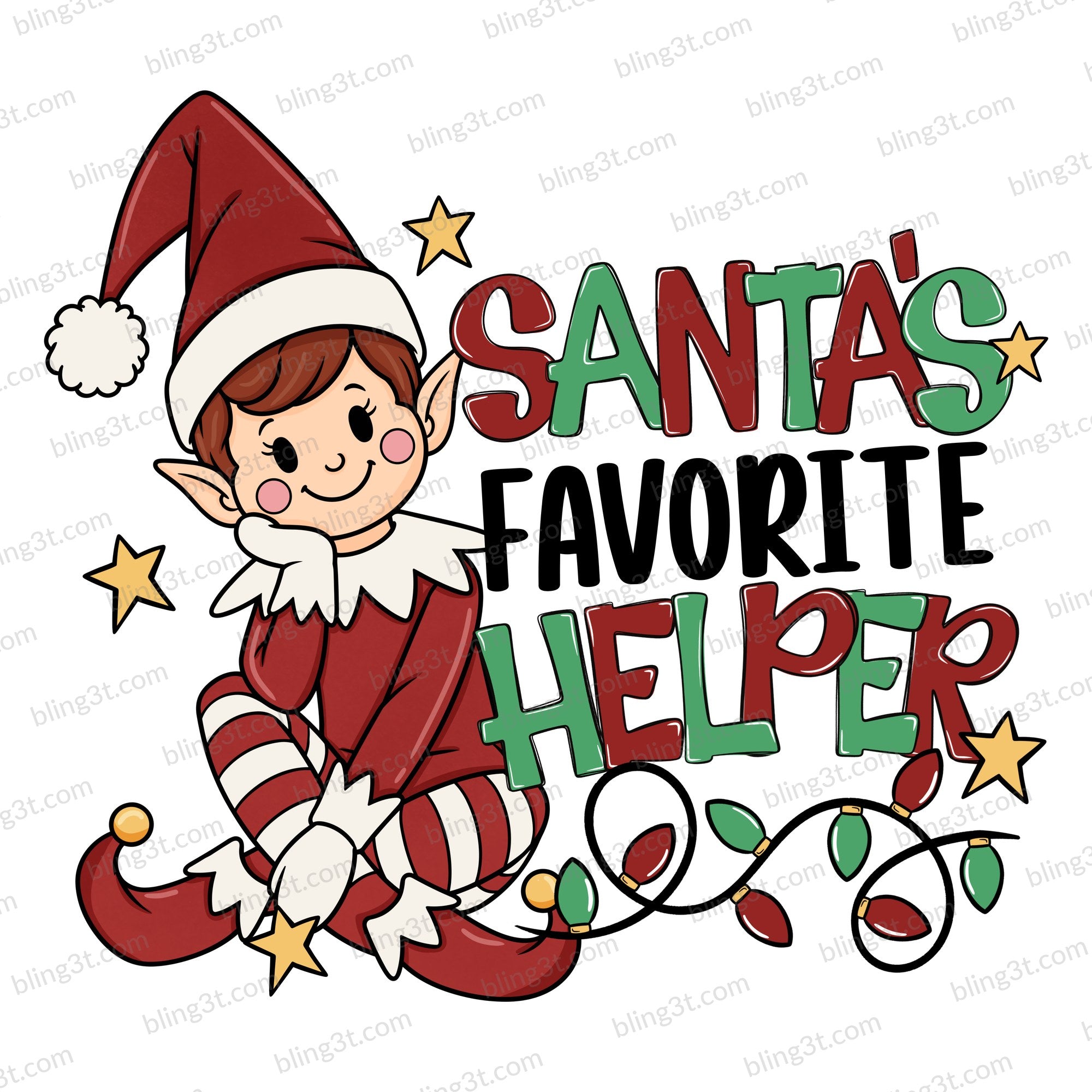 Santa's Favorite Helper Boy Elf Light Skin Red Hair