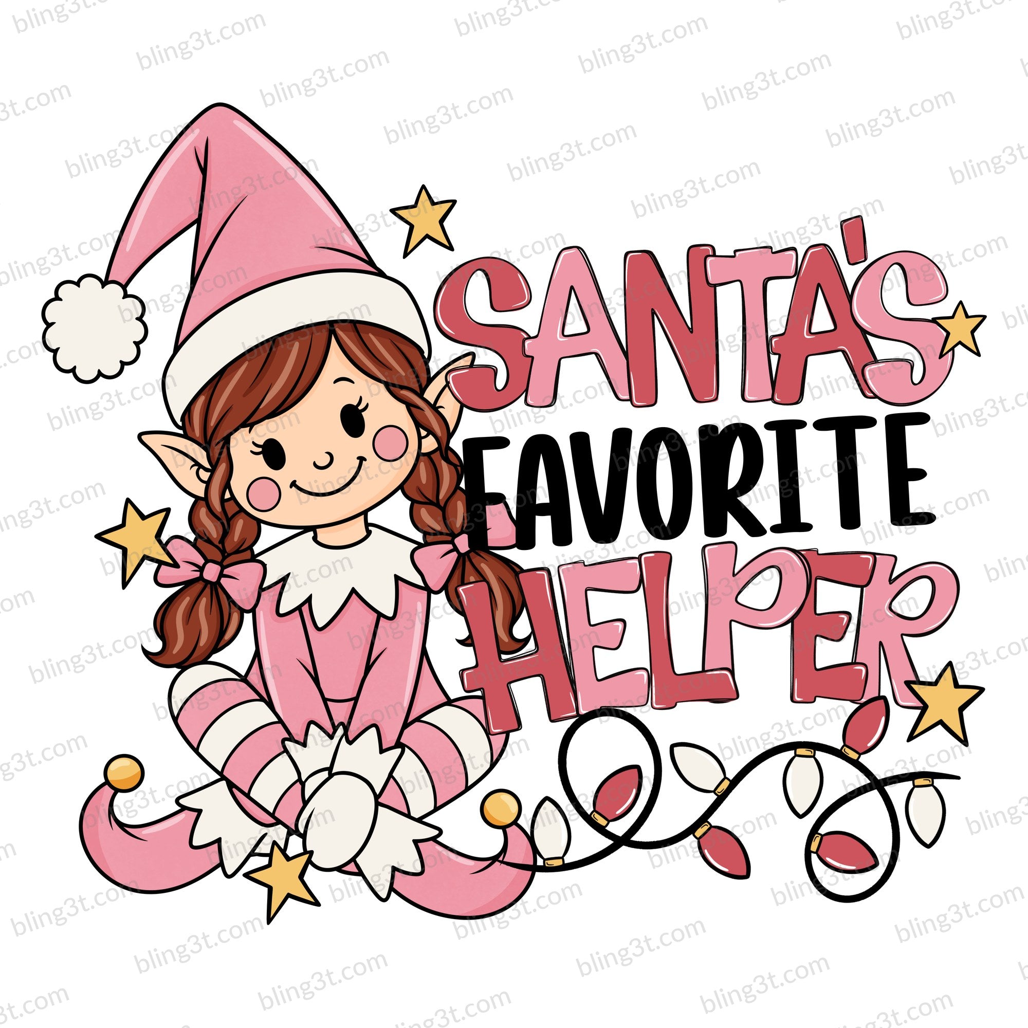 Santa's Favorite Helper Girl Elf Light Skin Red Braids
