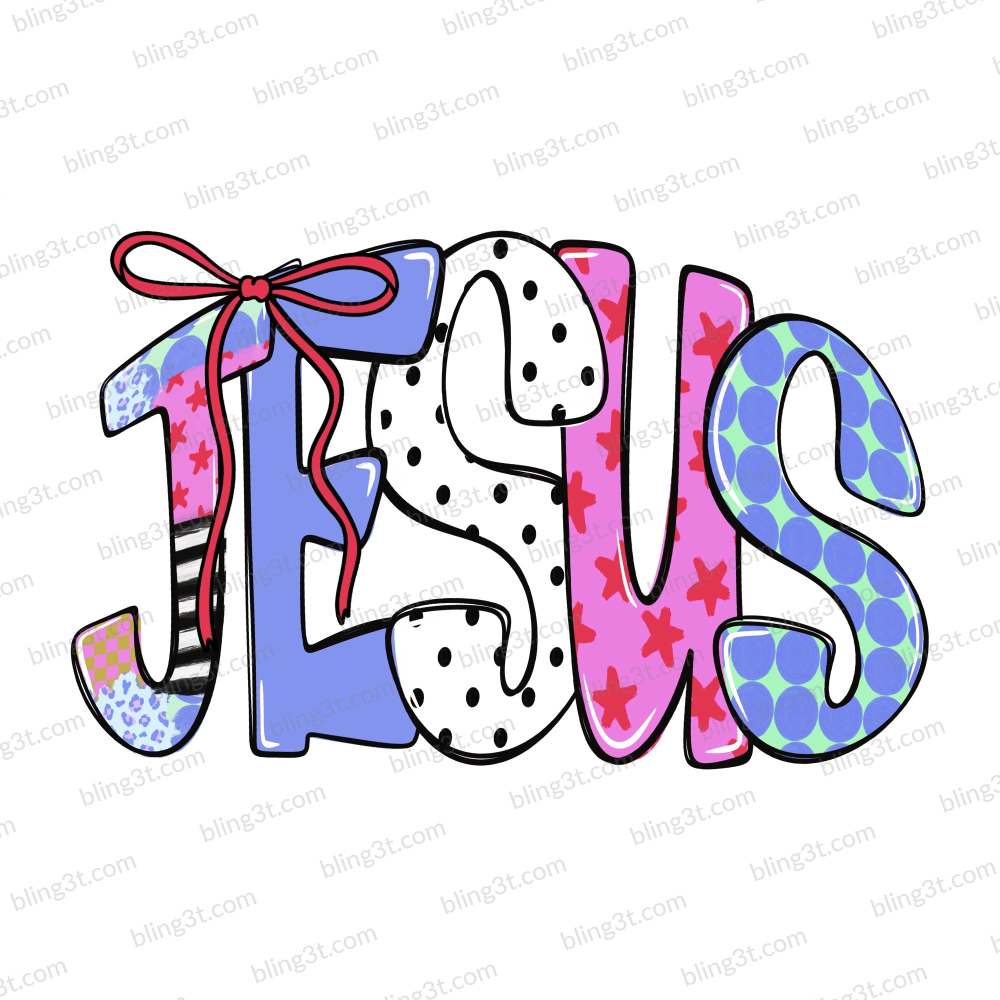 Jesus Patterned Letters with Bow