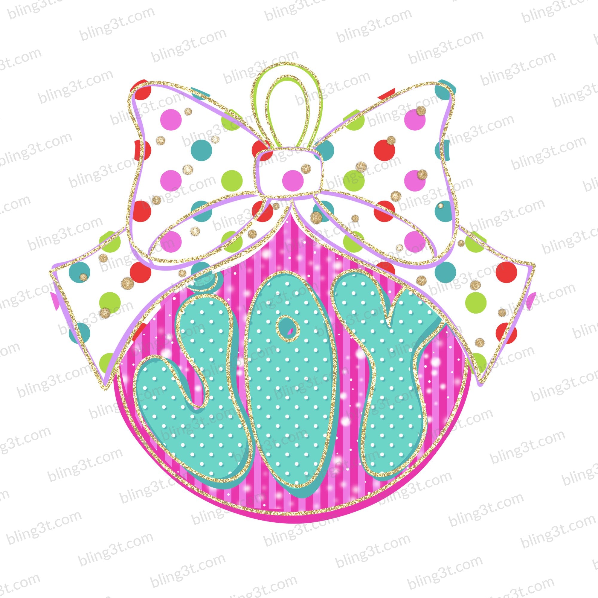 Joy Christmas Ornament Polka Dot Bow