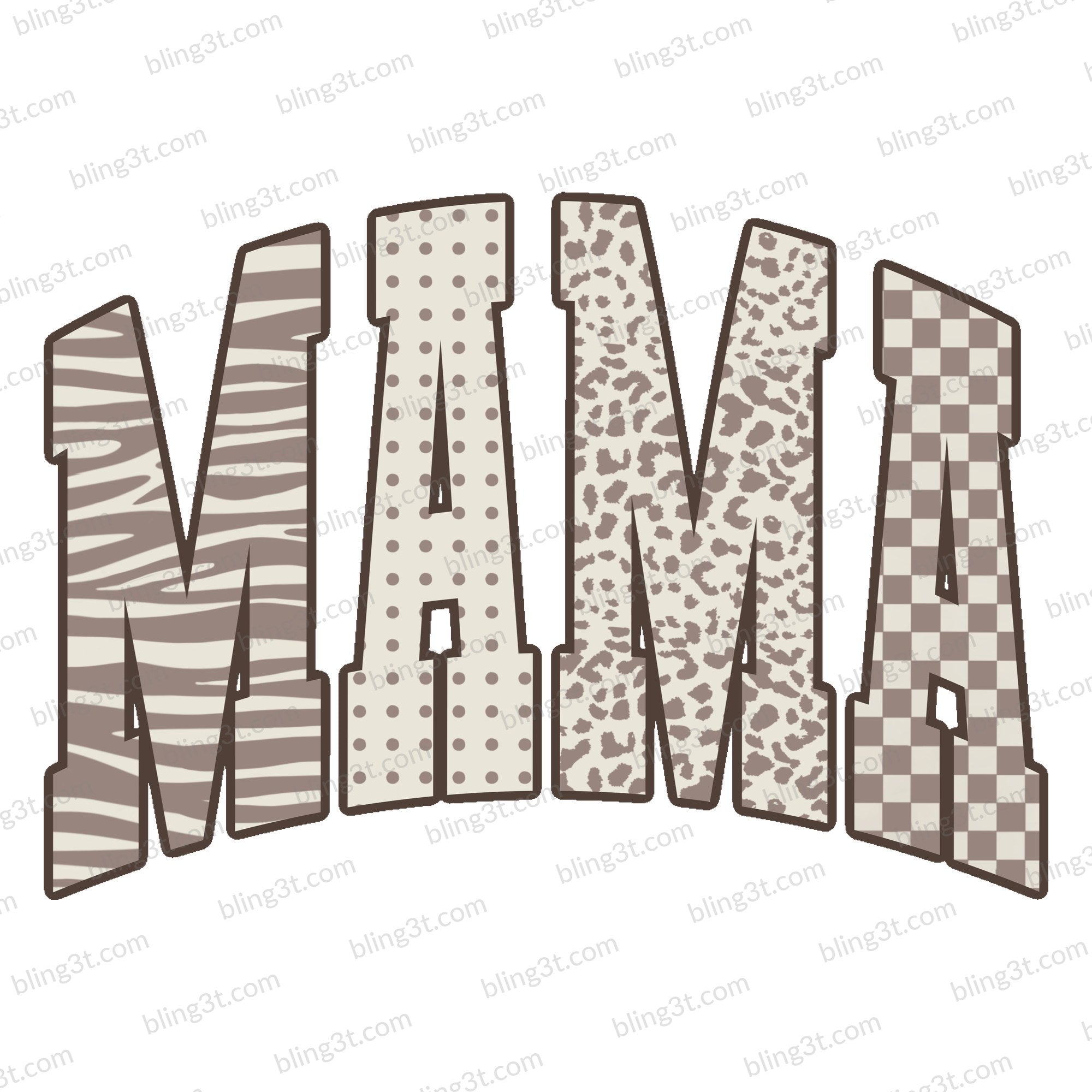 Mama Neutral Animal Print Letters