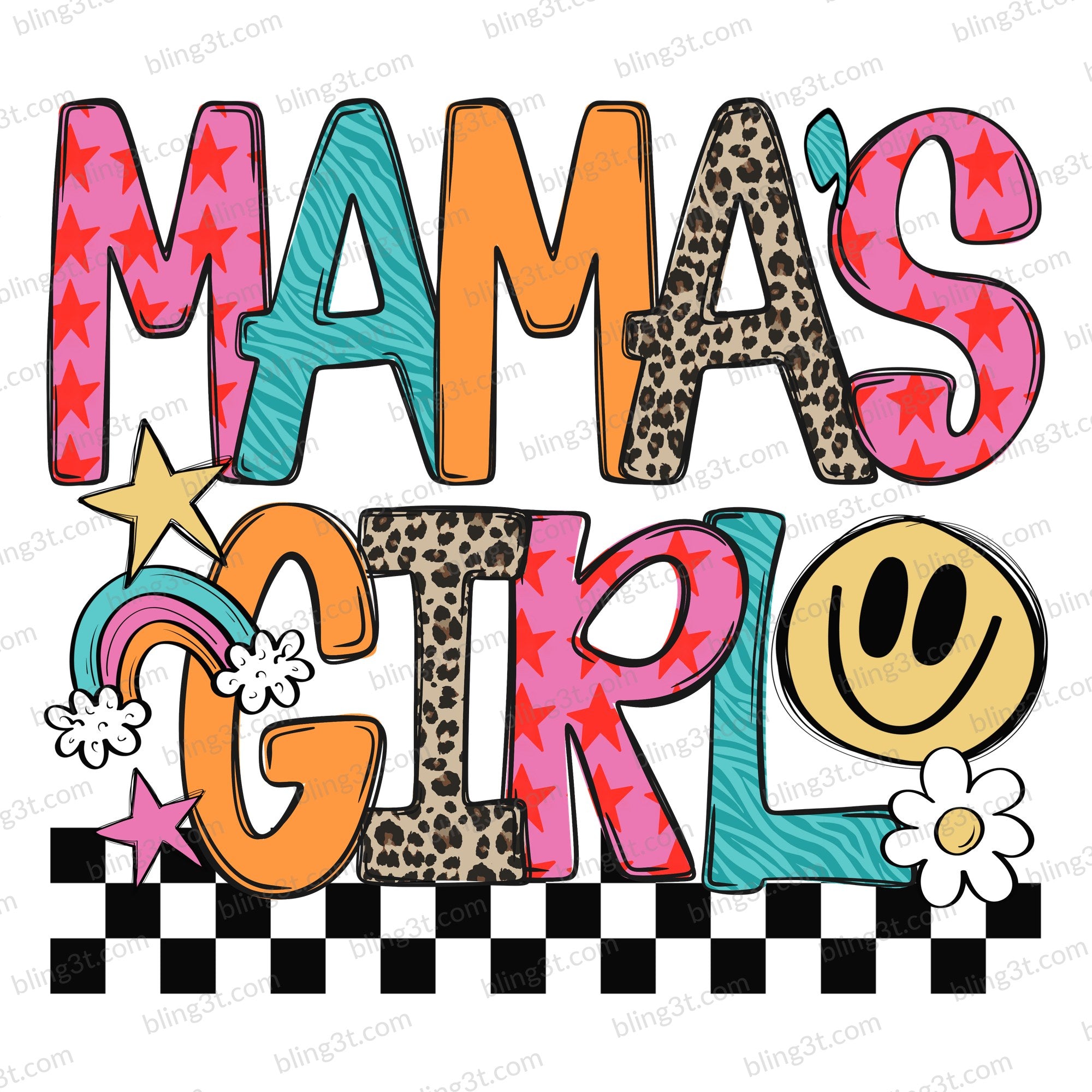 Mama's Girl Retro Smiley Checkered
