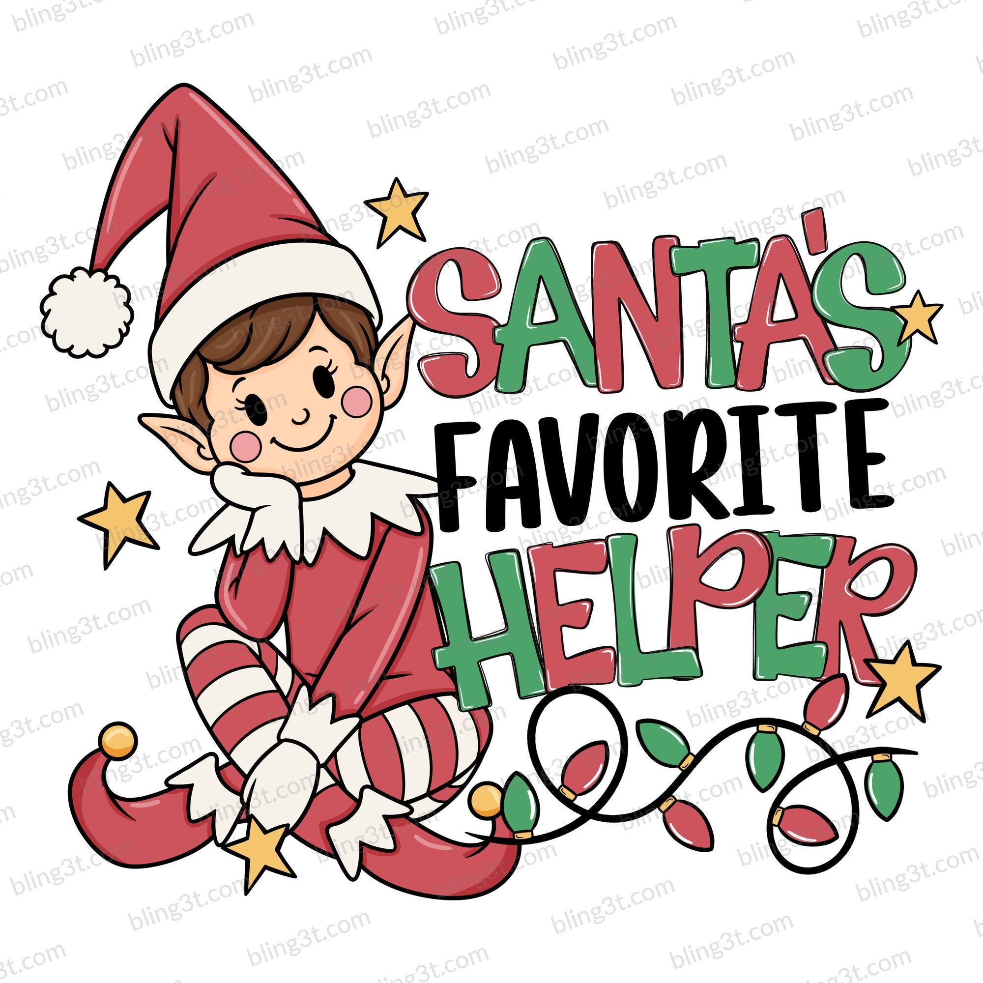 Santa's Favorite Helper Boy Elf Light Skin Brown Hair