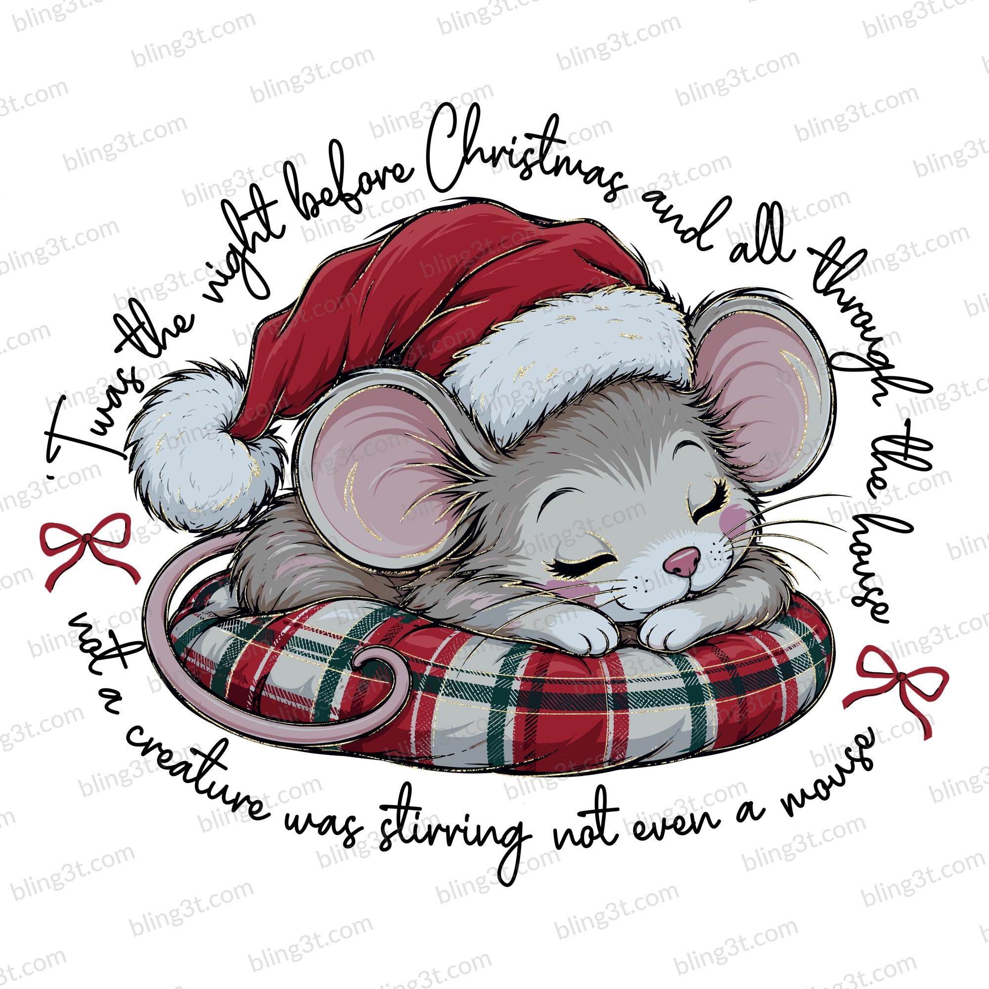 Twas the Night Before Christmas Mouse Black Script