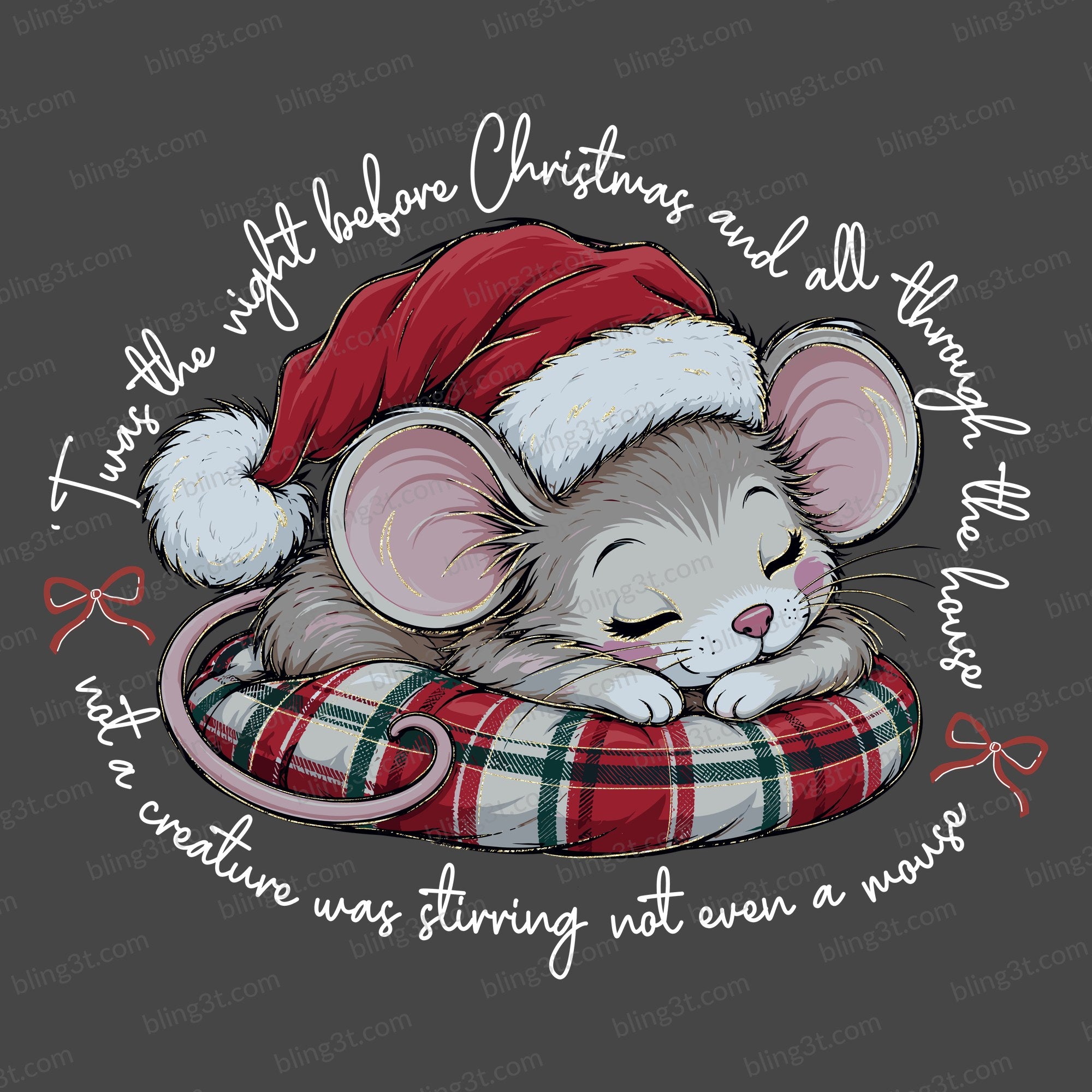 Twas the Night Before Christmas Mouse White Script