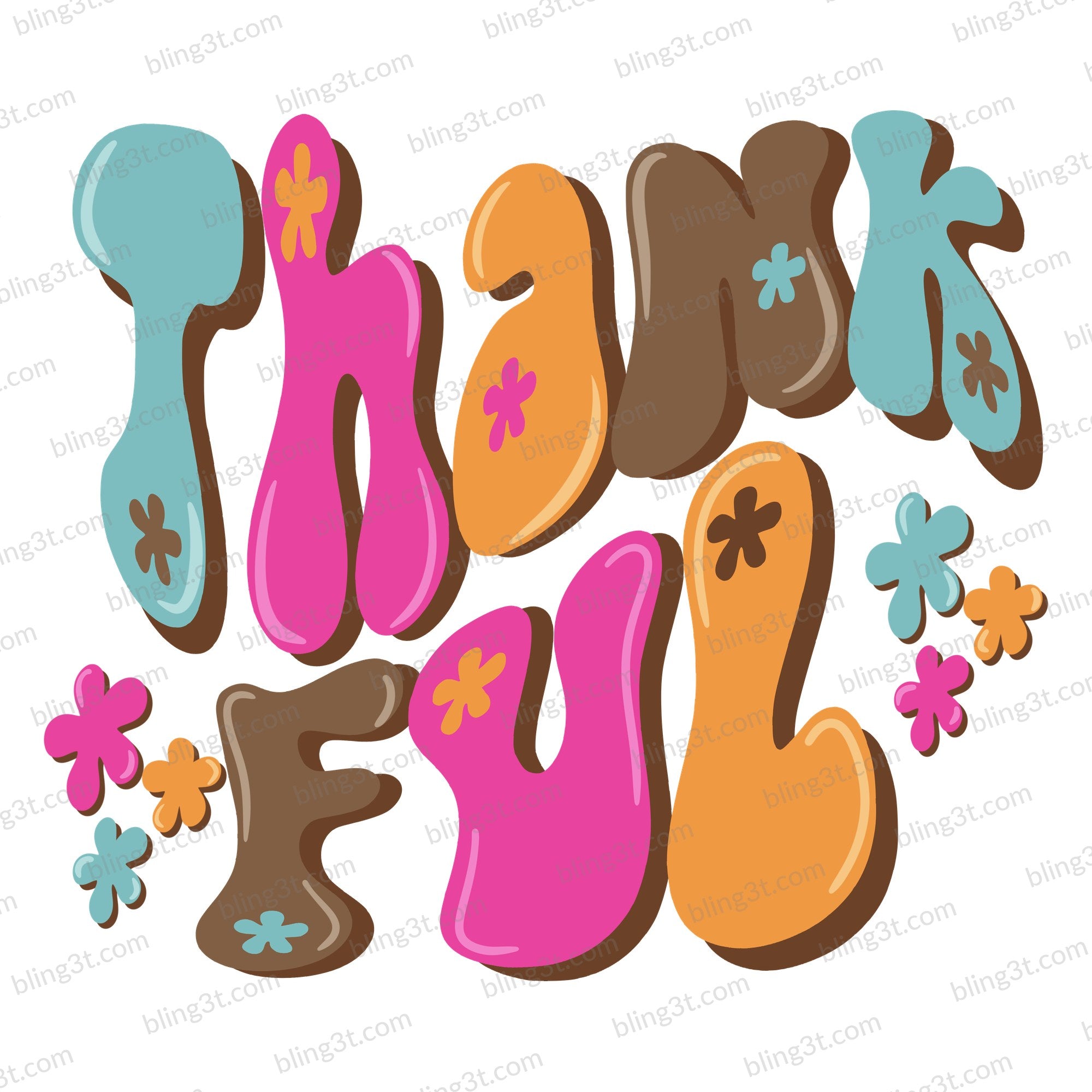 Thankful Retro Groovy Flowers