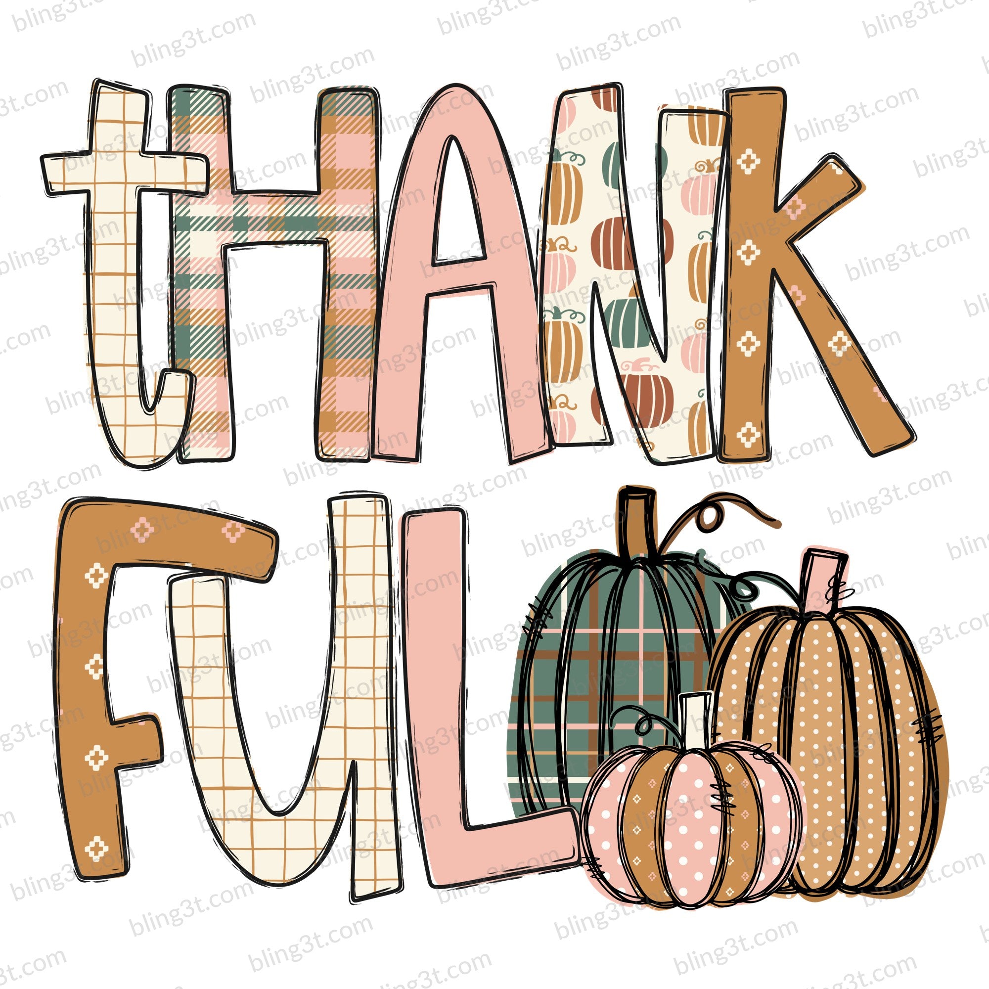 Thankful Patchwork Letters Pumpkins