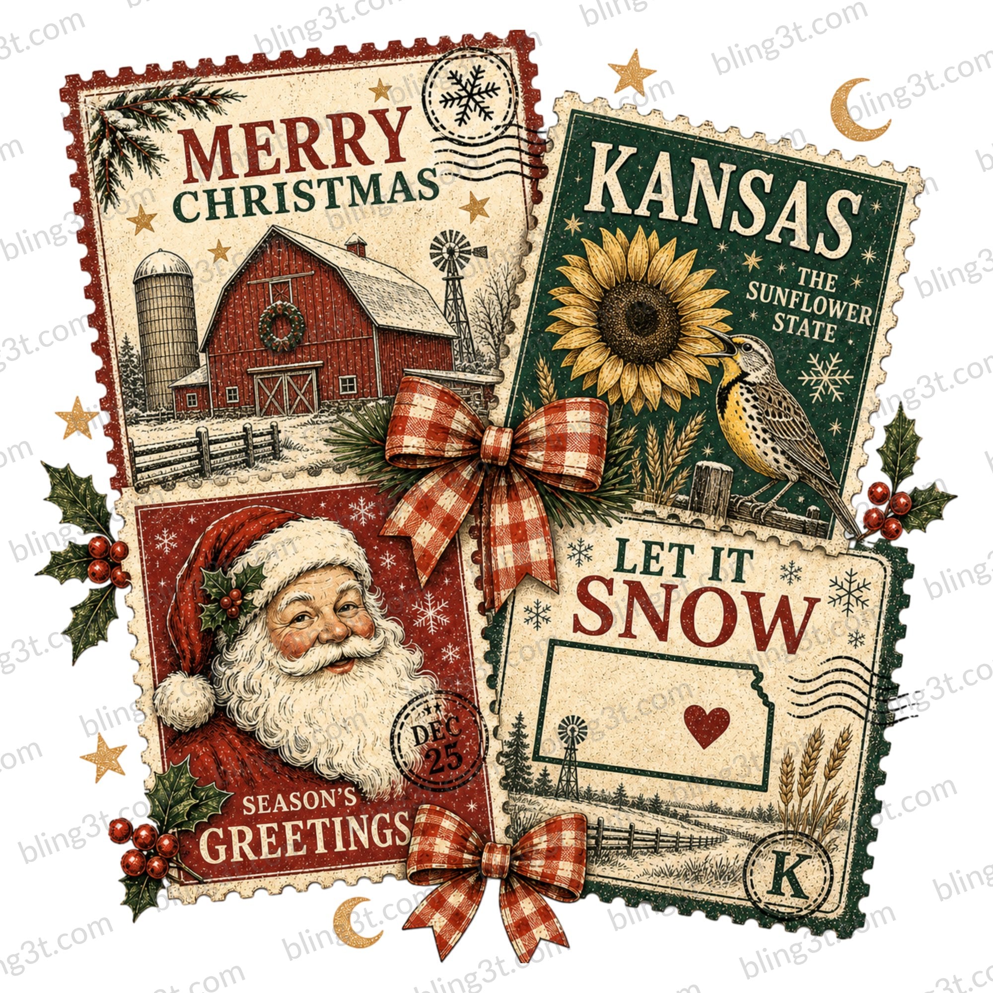 Kansas Christmas Postage Stamps