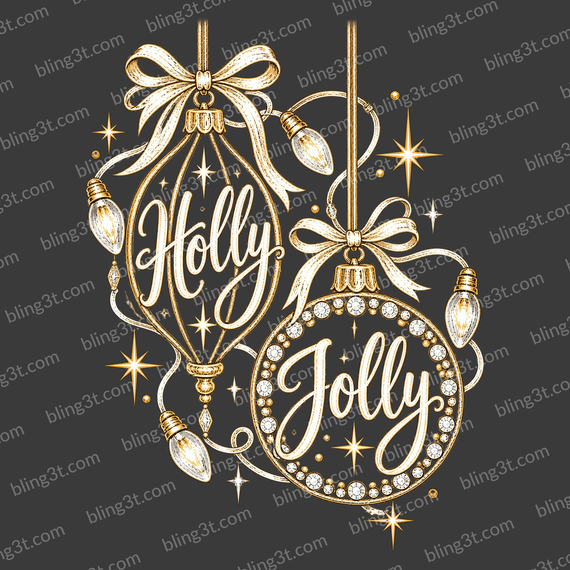 Holly Jolly Glam Gold Ornaments