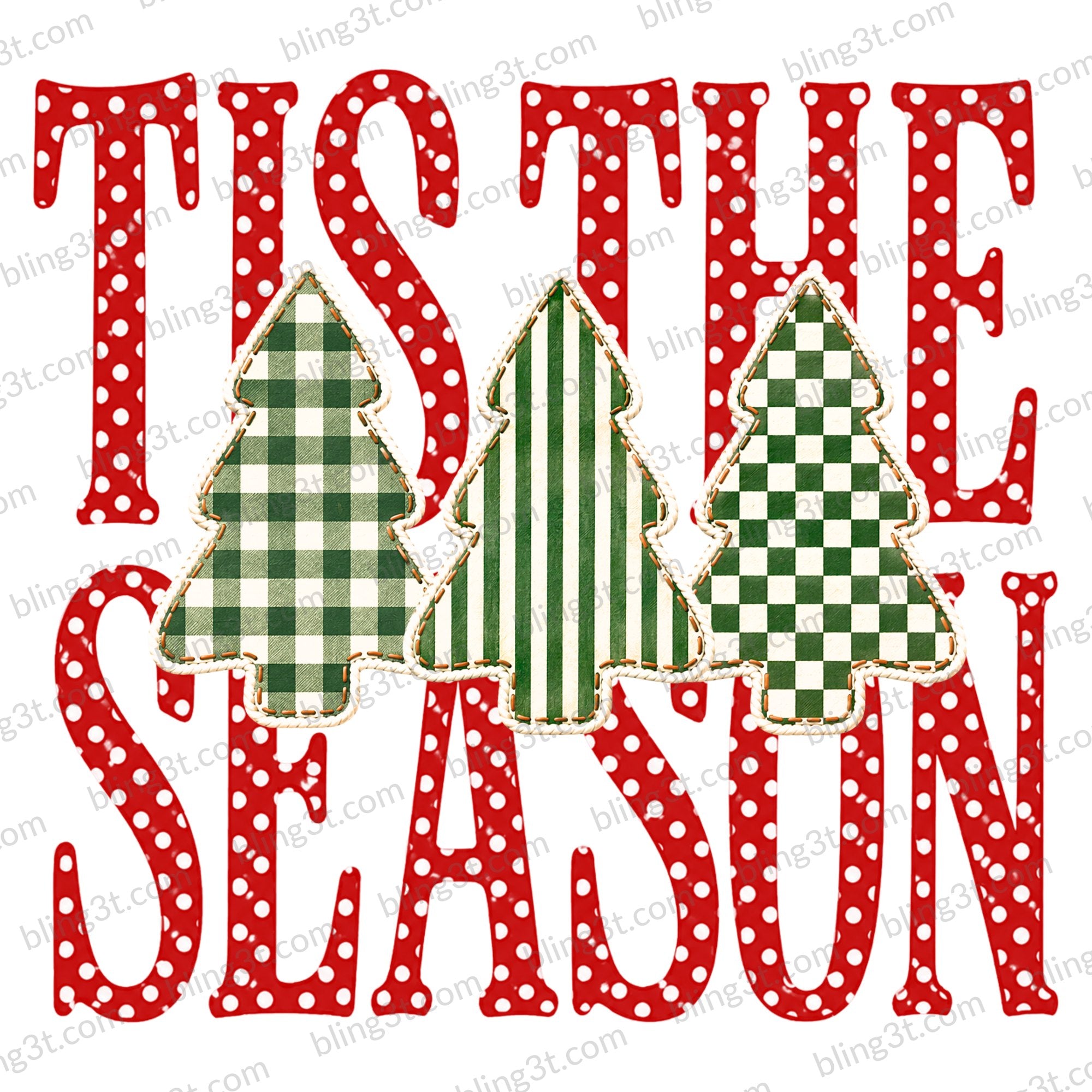Tis the Season Polka Dot Gingham Trees
