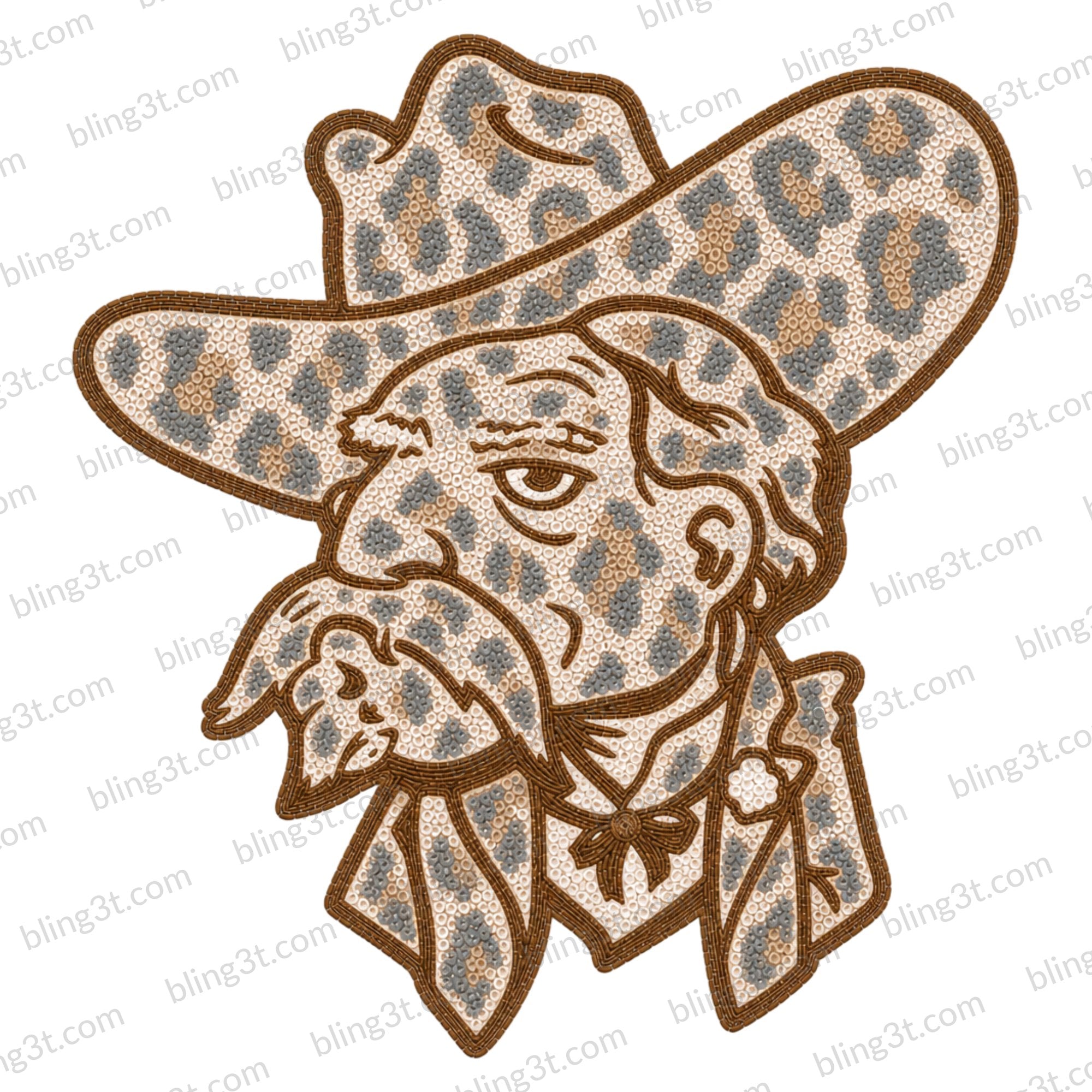 Leopard Rebel Man Faux Beaded DTF transfer