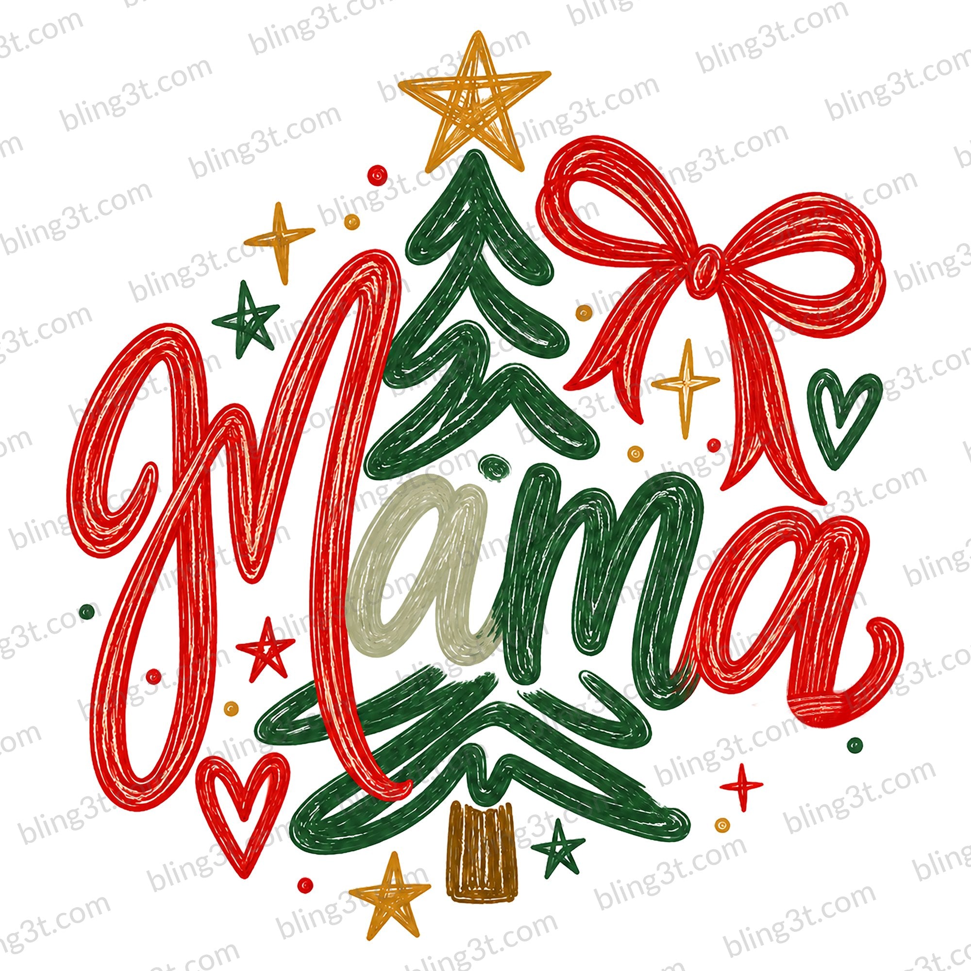 Mama Christmas Tree Bow Script