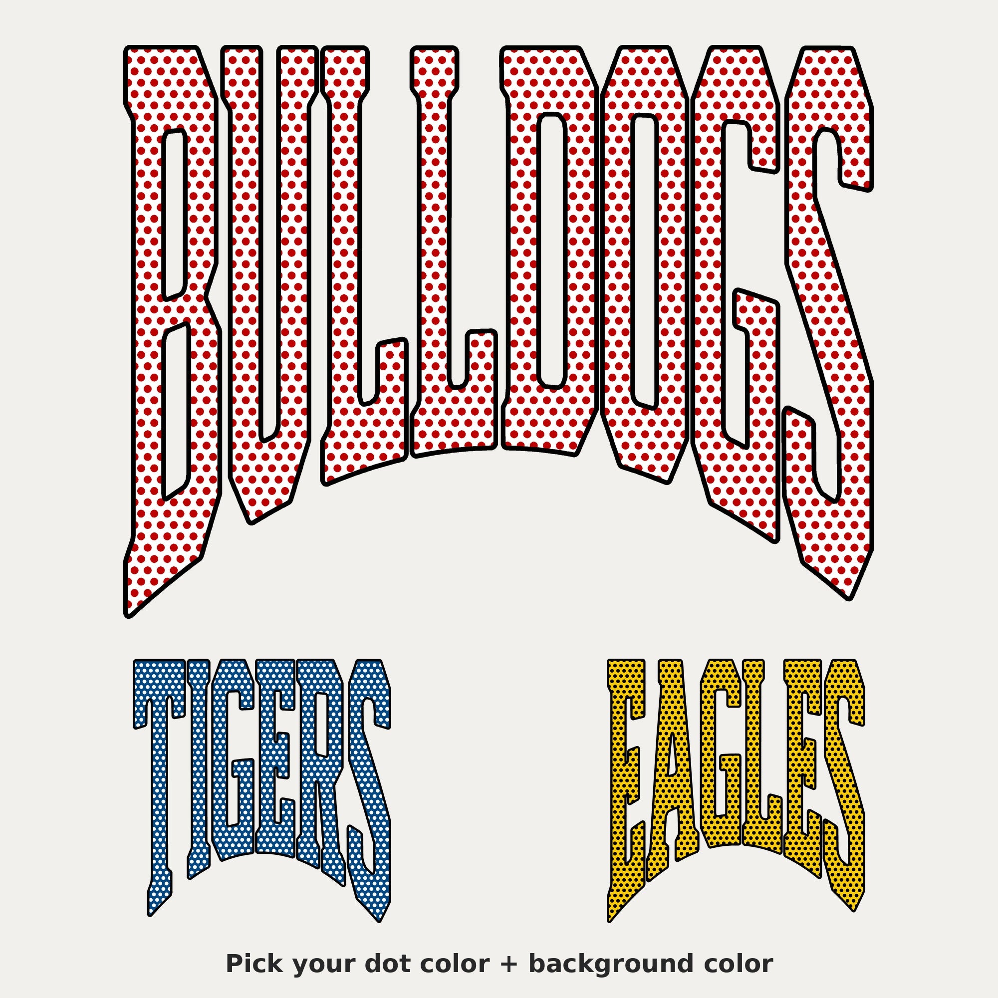 Personalized Mini Polka Dot Varsity Arch Team Name - pick dot and background colors