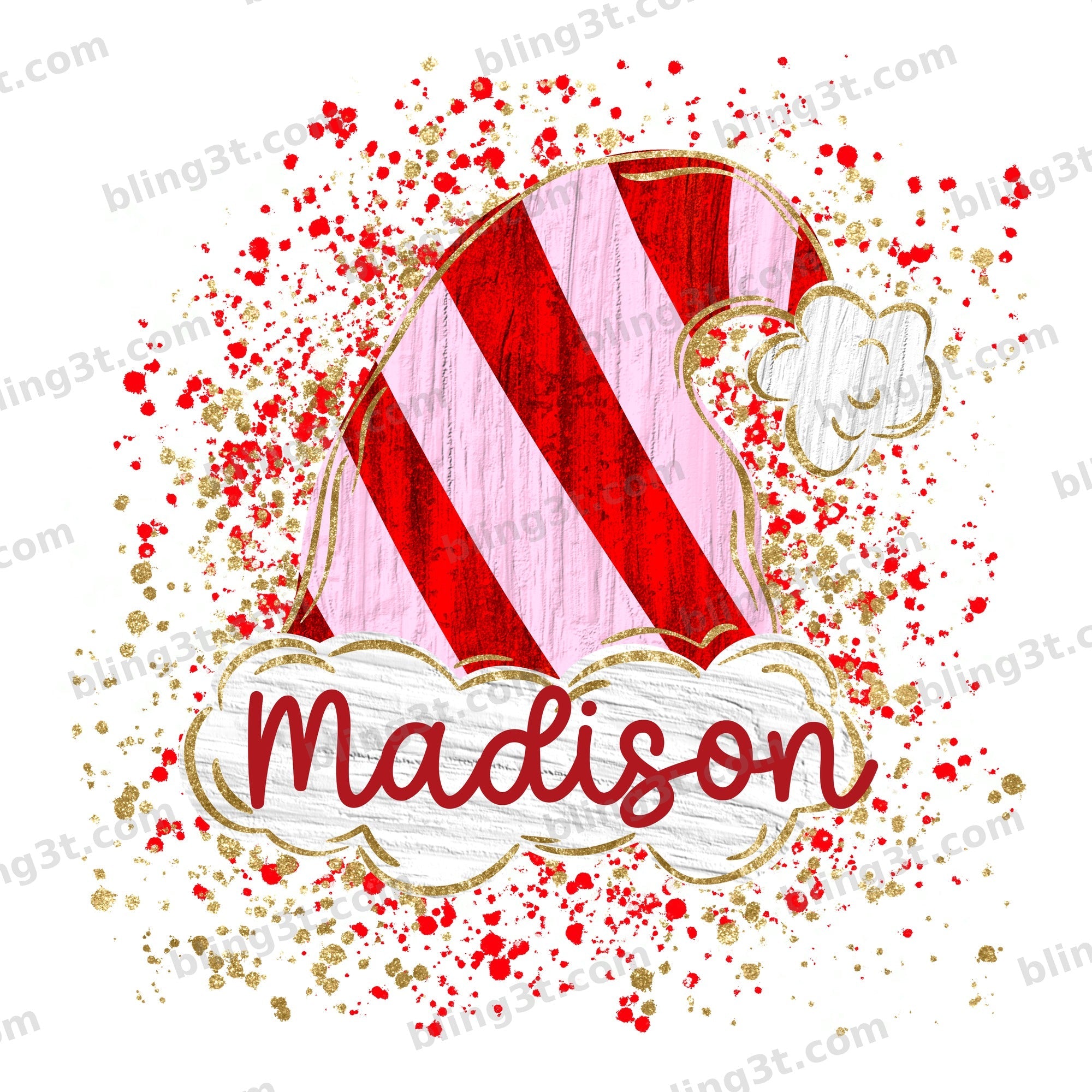 Personalized Striped Santa Hat Name - Madison