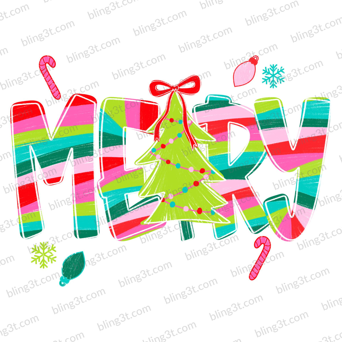 Merry Bright Stripes Christmas Tree